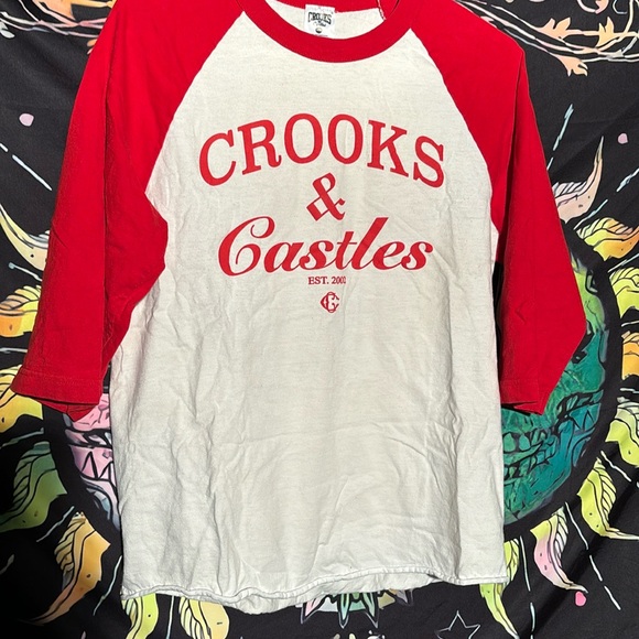 Crooks & Castles  Women’s Long Sleeve Baseball Henley  Shirt Size Medium - Picture 1 of 5
